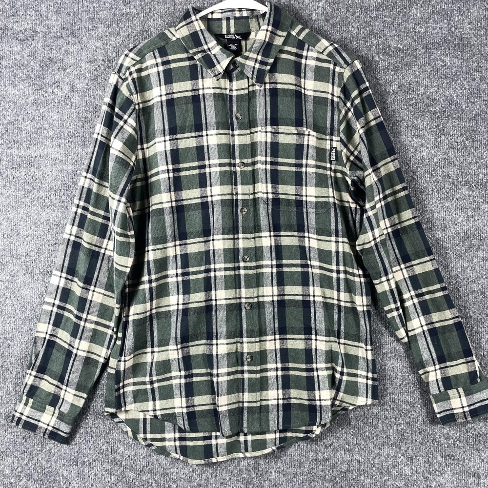 Eddie Bauer Shirt Mens Small Green Plaid Flannel Long‎ Sleeve Button Up Casual